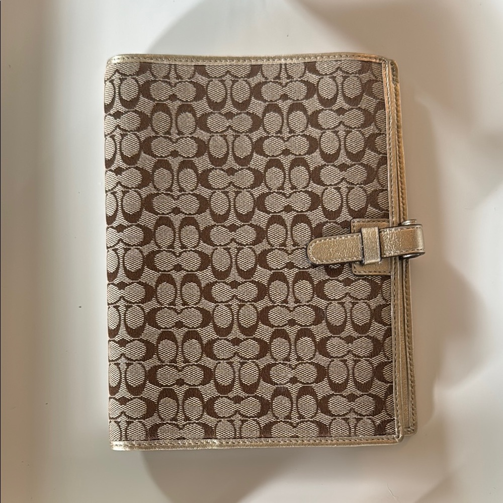 Coach Brown and Gold Office Planner with Signature Monogram